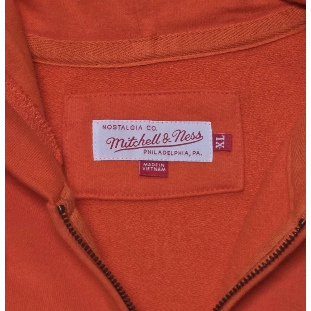 Mitchell & Ness Nostalgia Co. Full Zip Hoodie Mens XL Orange White Striped Retro - Picture 2 of 7